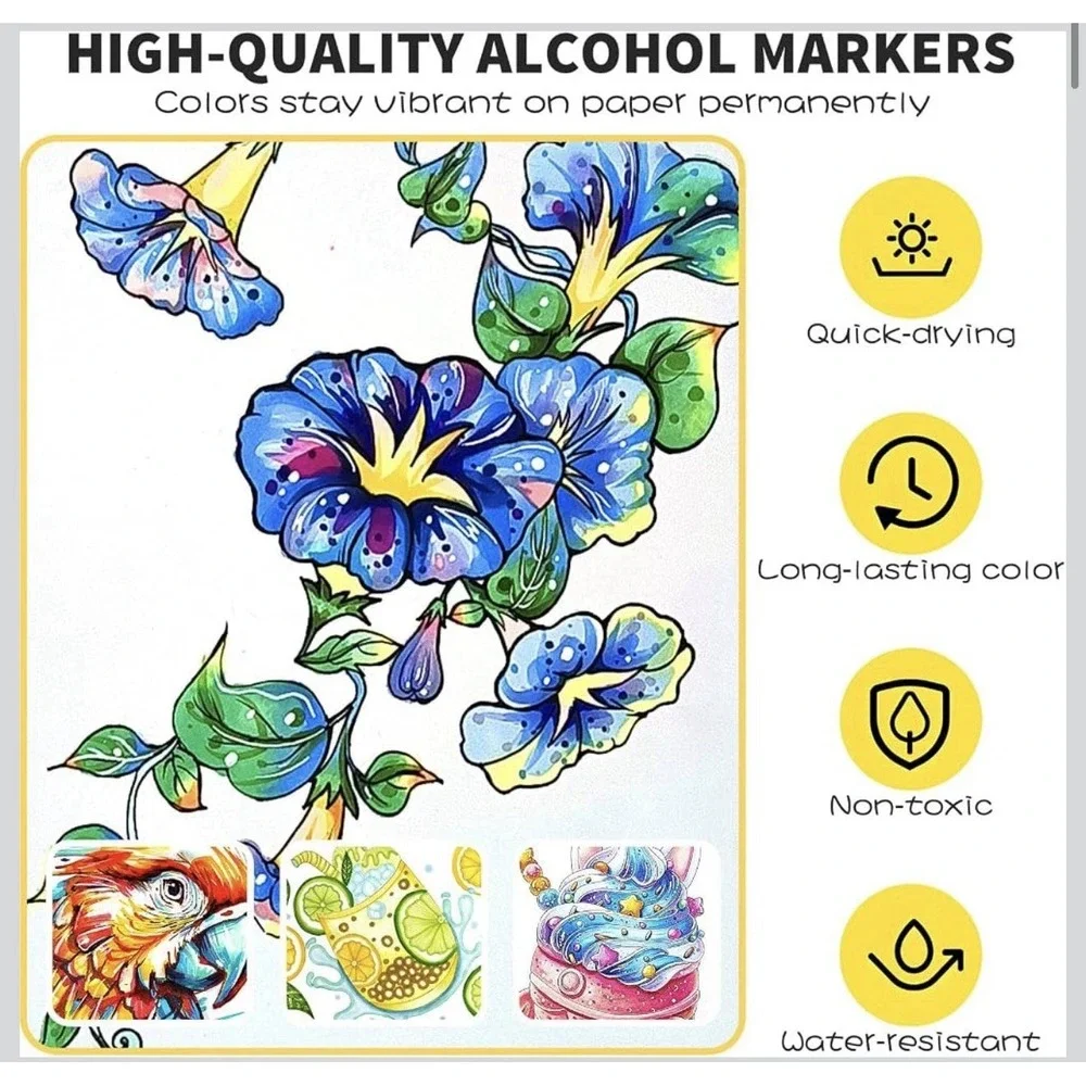 120 Colors Alcohol Markers Dual Tip Brush Chisel Art Marker Set for Drawing